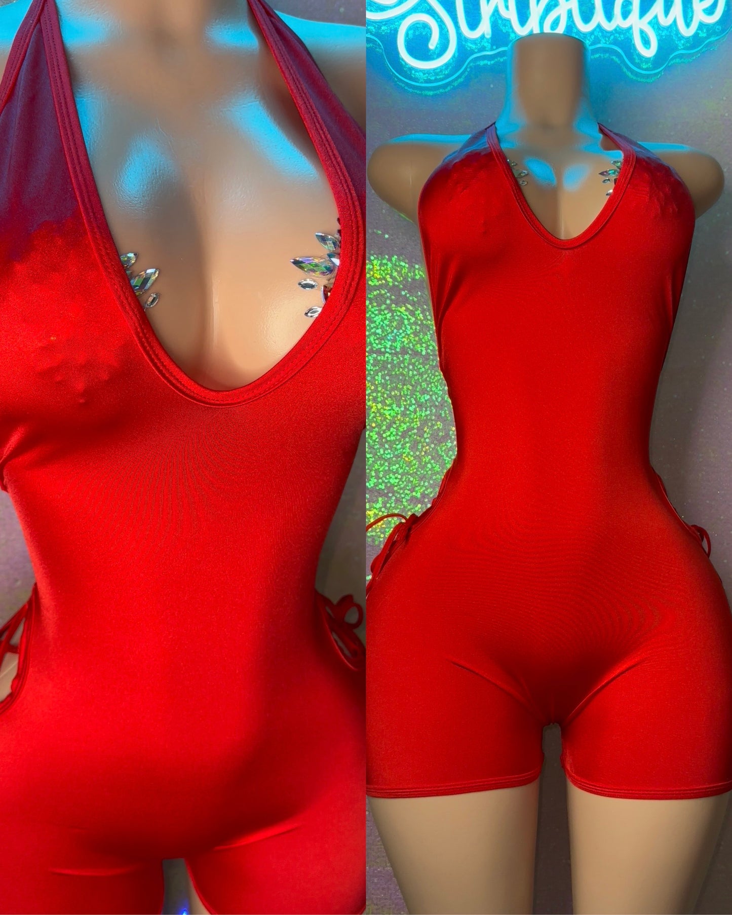 Red BG Butt Scrunch Romper