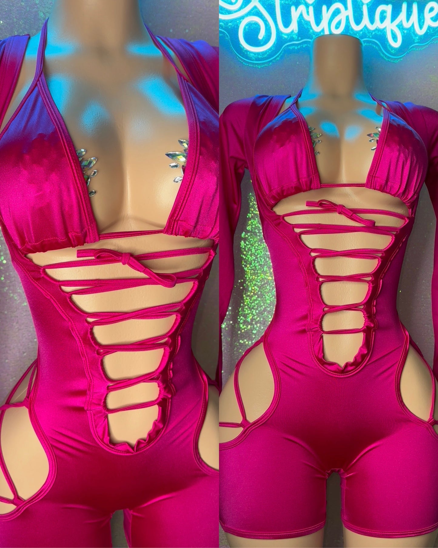 Magenta BG Bikini Top Romper