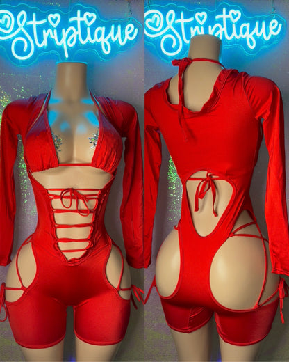 Red BG Bikini Top Romper